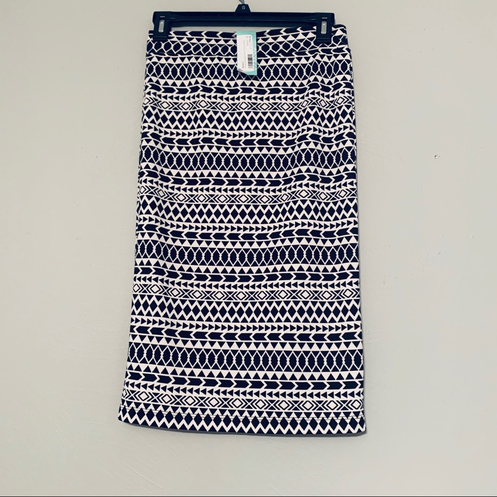 Mixed Geo Print Pencil Skirt